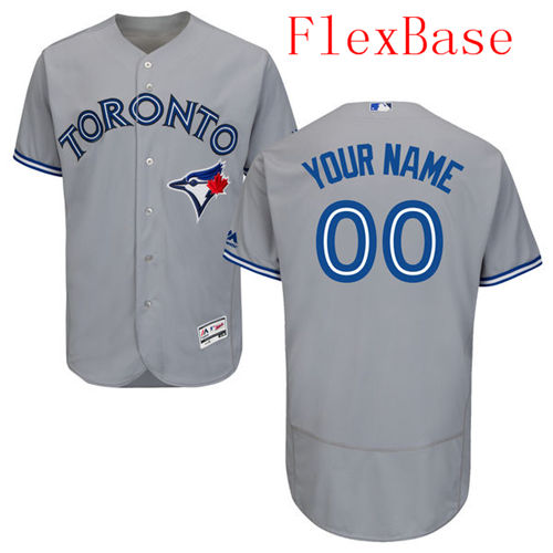 Mens Toronto Blue Jays Grey Customized Flexbase Majestic MLB Collection Jersey Mens Toronto Blue Jays Grey Customized Flexbase Majestic MLB Collection Jersey